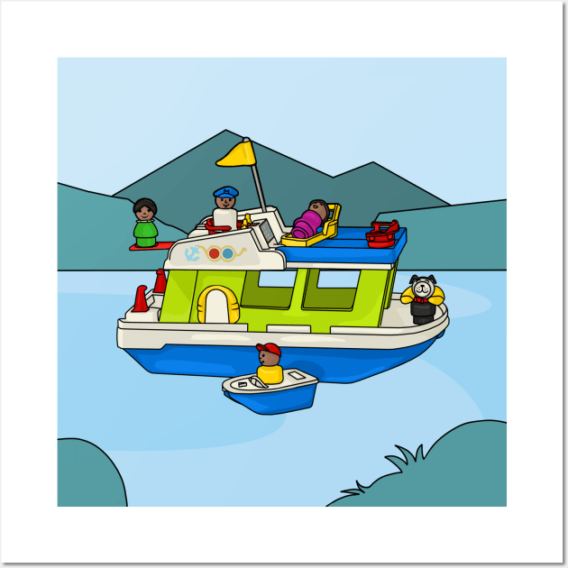 Little Play Family Houseboat Wall Art by Slightly Unhinged